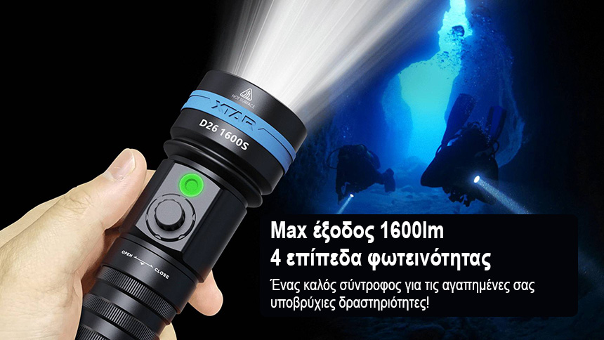 XTAR D26 1600S Diving Flashlight slider 02
