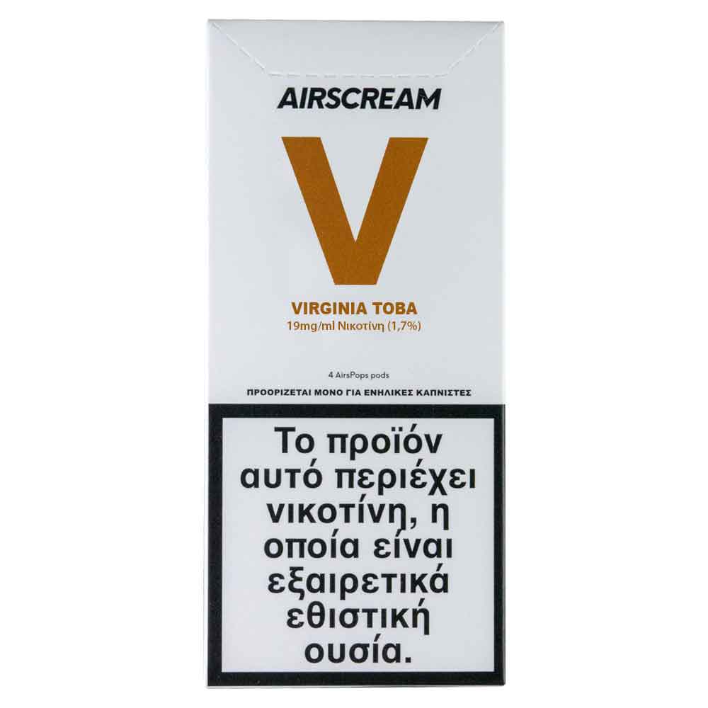 AirScream Pops Virginia Toba 4 x 1.2ml 19mg Salt Υγρό Αναπλήρωσης / Replacesmoke