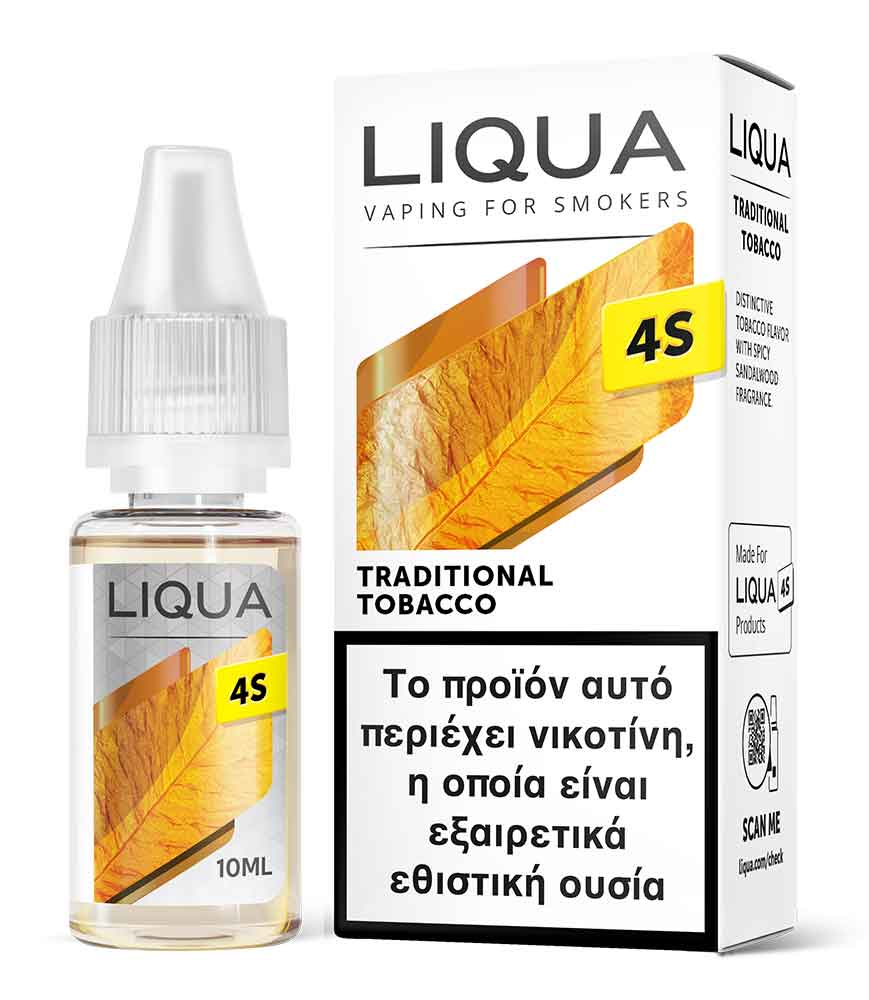 Υγρό αναπλήρωσης Liqua 4S Traditional Tobacco Hybrid Salt 10ml 20mg