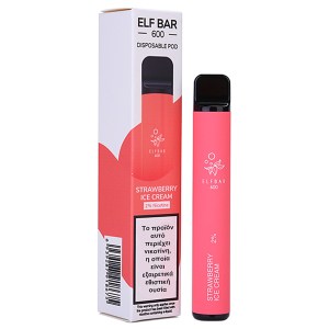 ELF BAR 600 20MG 2ML STRAWBERRY ICE CREAM Ηλεκτρονικό τσιγάρο μιας χρήσης