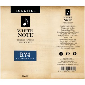 White Note RY4 Tobacco 20ml to 60ml Flavor Shots υγρό αναπλήρωσης για ηλεκτρονικό τσιγάρο